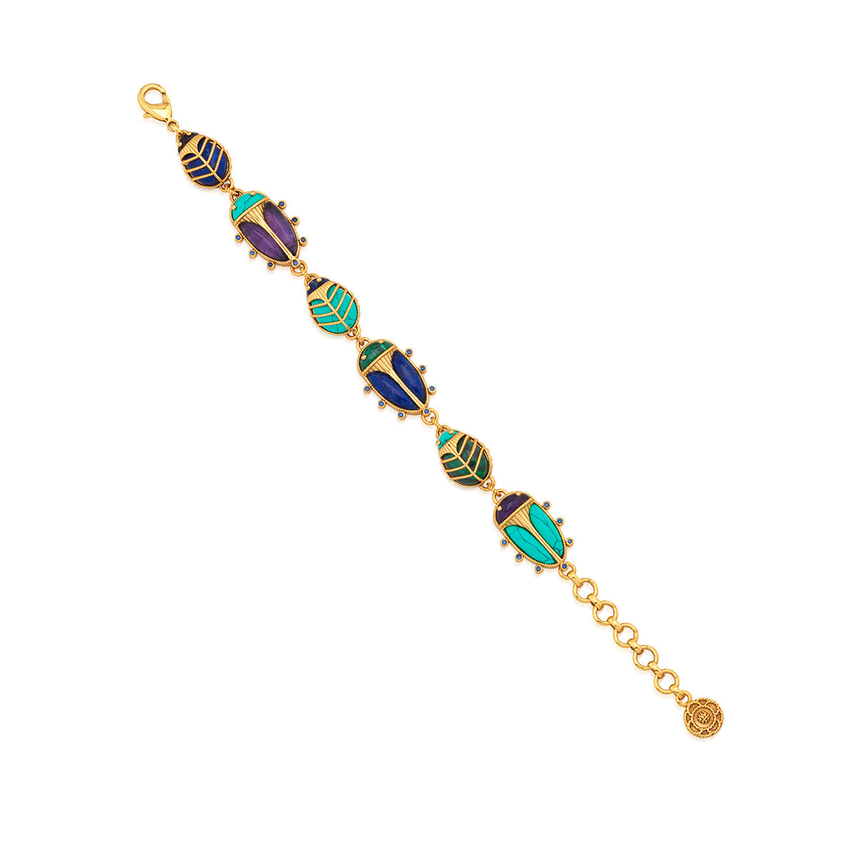 Scarab Family Link Bracelet 7in Multi in multicolor, detail view
