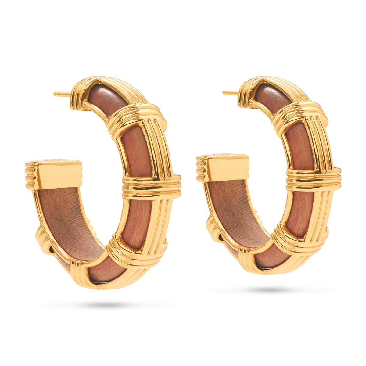 Gaia Cage Hoop Earrings Teak