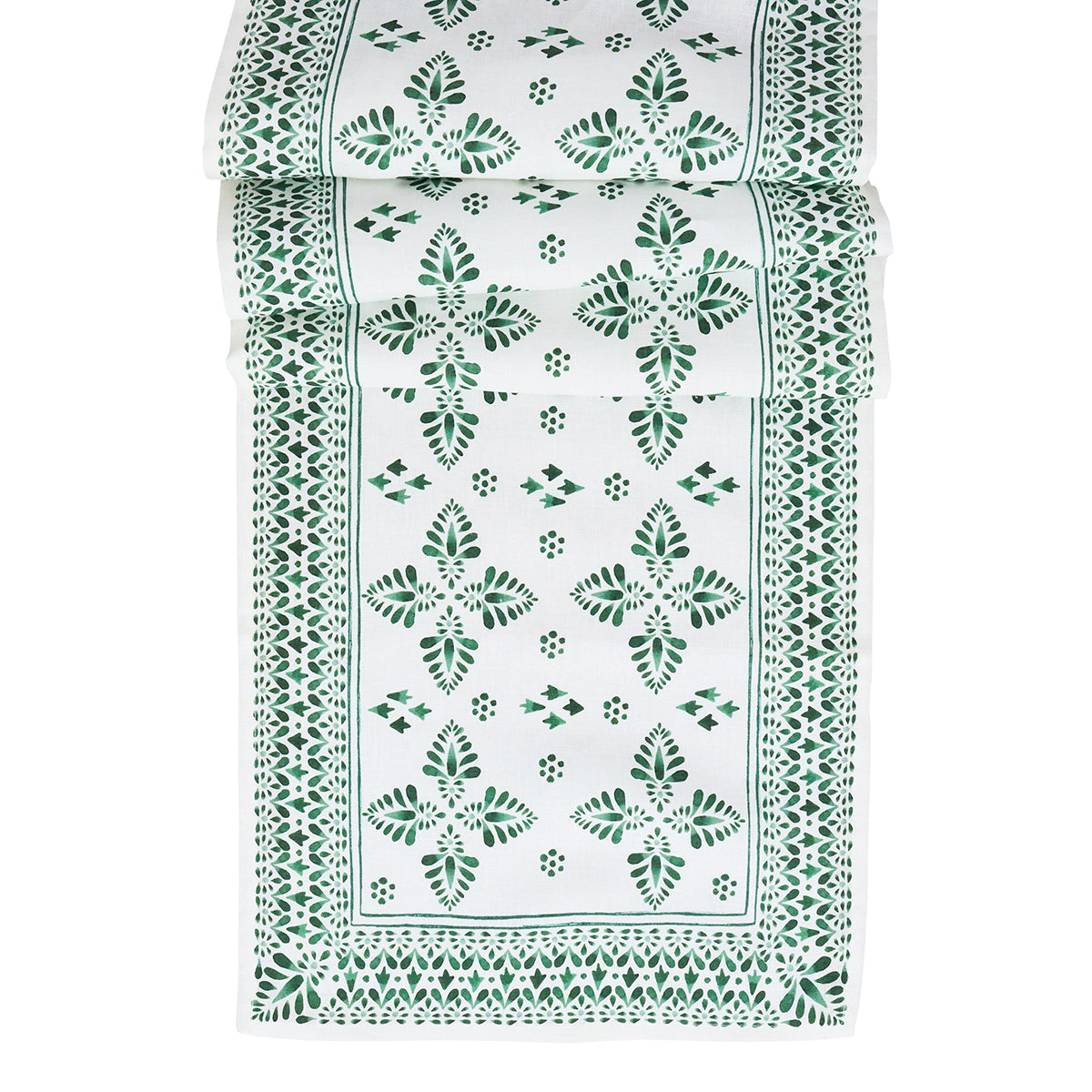 Iberian Border 18 in x 90 in Table Runner - Evergreen