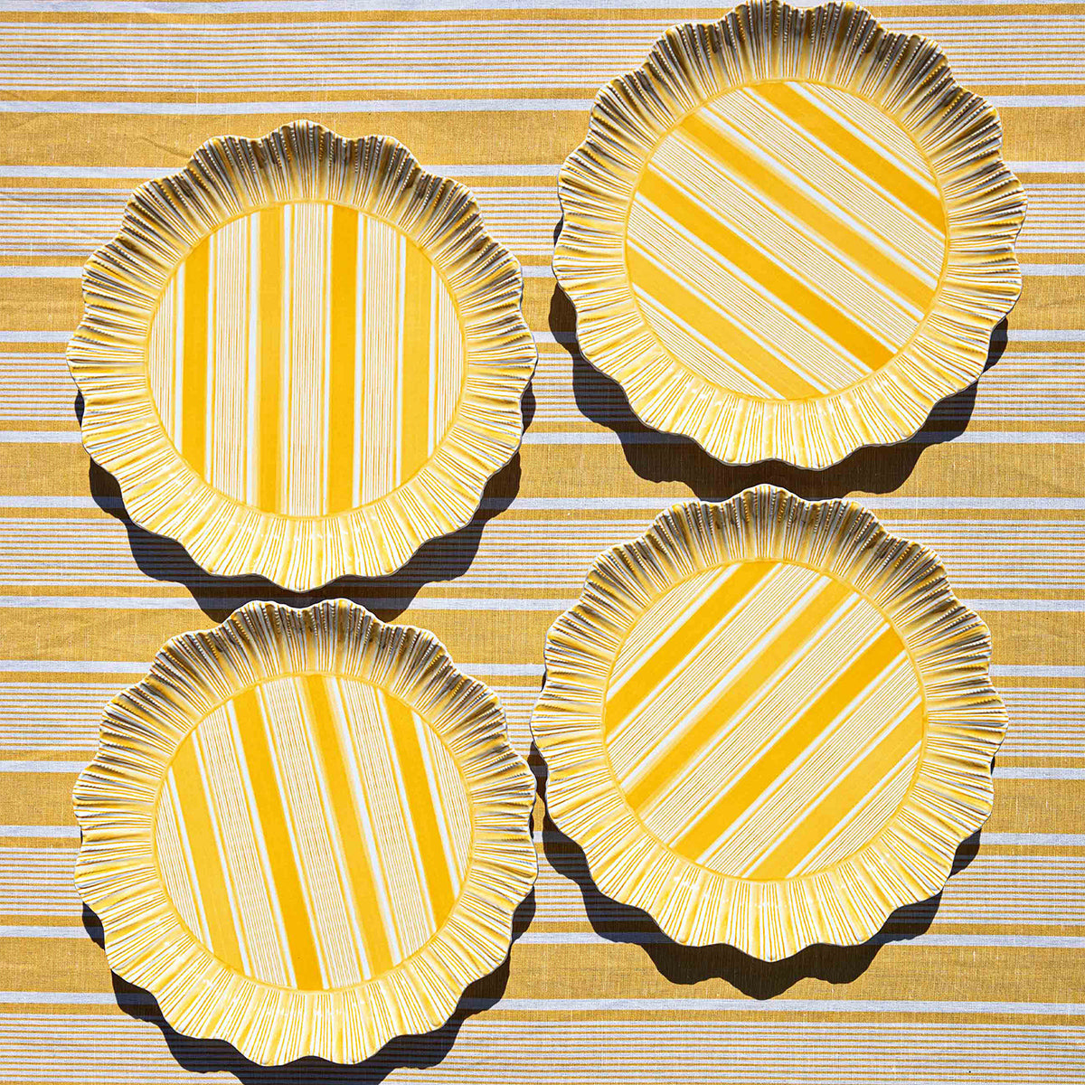 Cabana Stripe Melamine Dinner Plate Set/4 - Sunshine – Juliska
