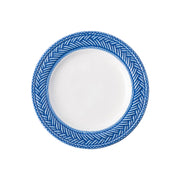 From our Le Panier Collection- Inspired by the French basket weave often found in equestrian and nautical traditions, the border is beautifully hand-painted in a windswept delft blue.