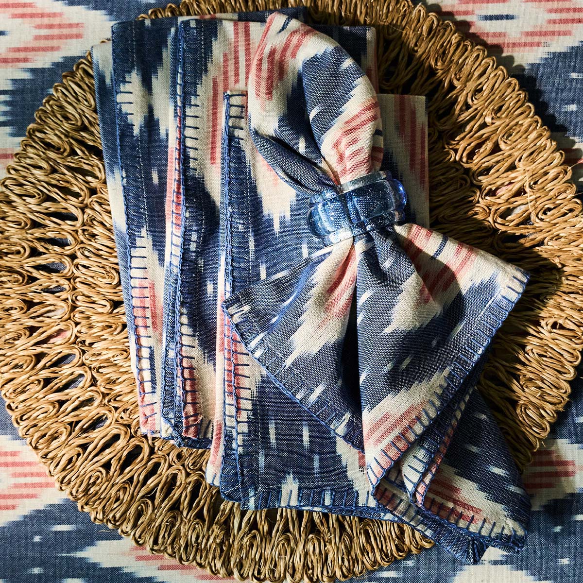 Ikat Napkin Set/4 - Blue/Pink – Juliska