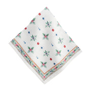 A folkloric wildflower motif from the Austrian alps in a playful pastoral pattern of edelweiss and bellflowers is done in joyful colors on a snowy white background. Vibrant and versatile, this linen napkin is designed to delight year-round, from summer’s al fresco entertaining to winter’s holiday gatherings.