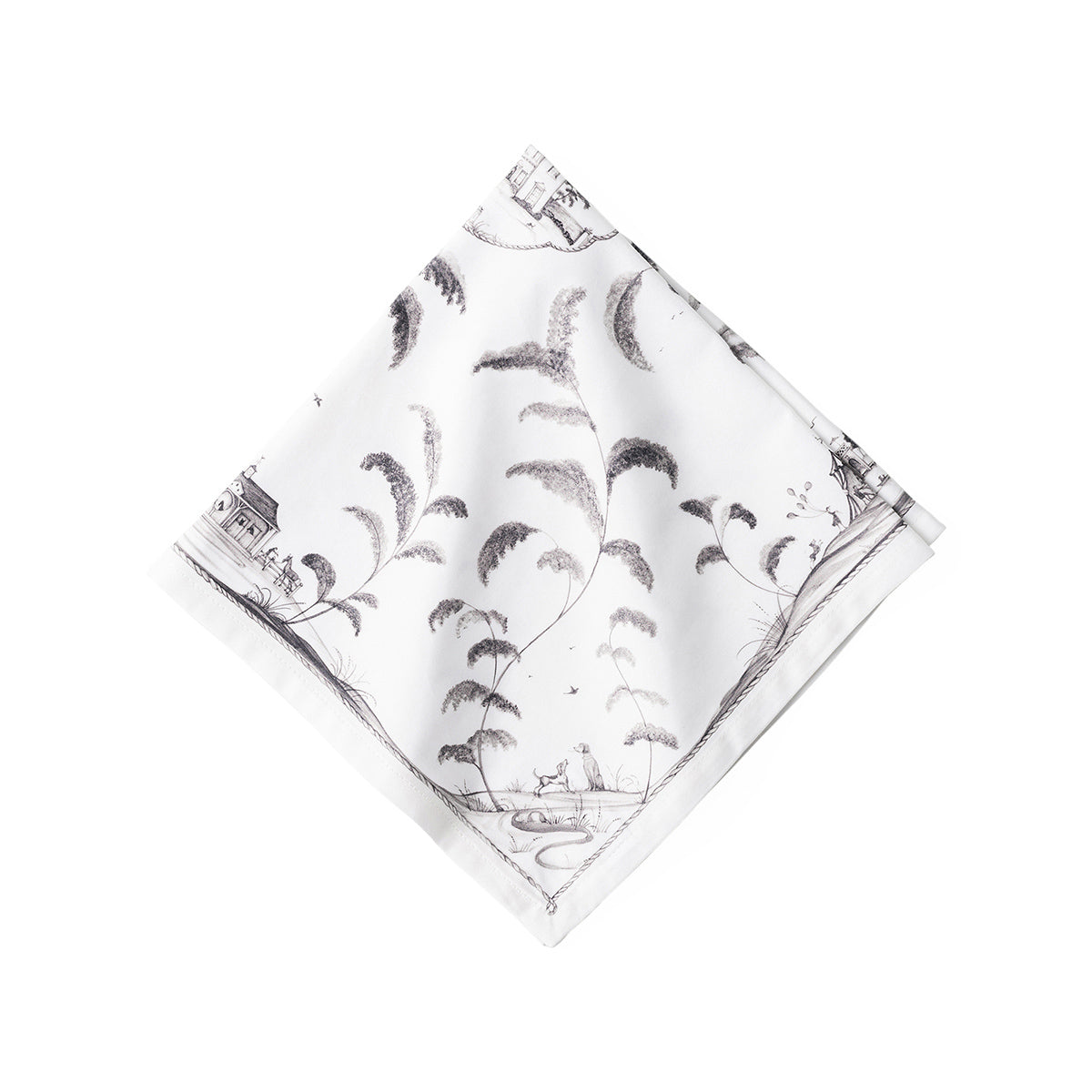 Depicting the charming, historical English country side, our Country Estate pattern in handsome, flint grey truly adds a subtle elegance to our napkins. This napkin is digitally printed on 100% cotton.