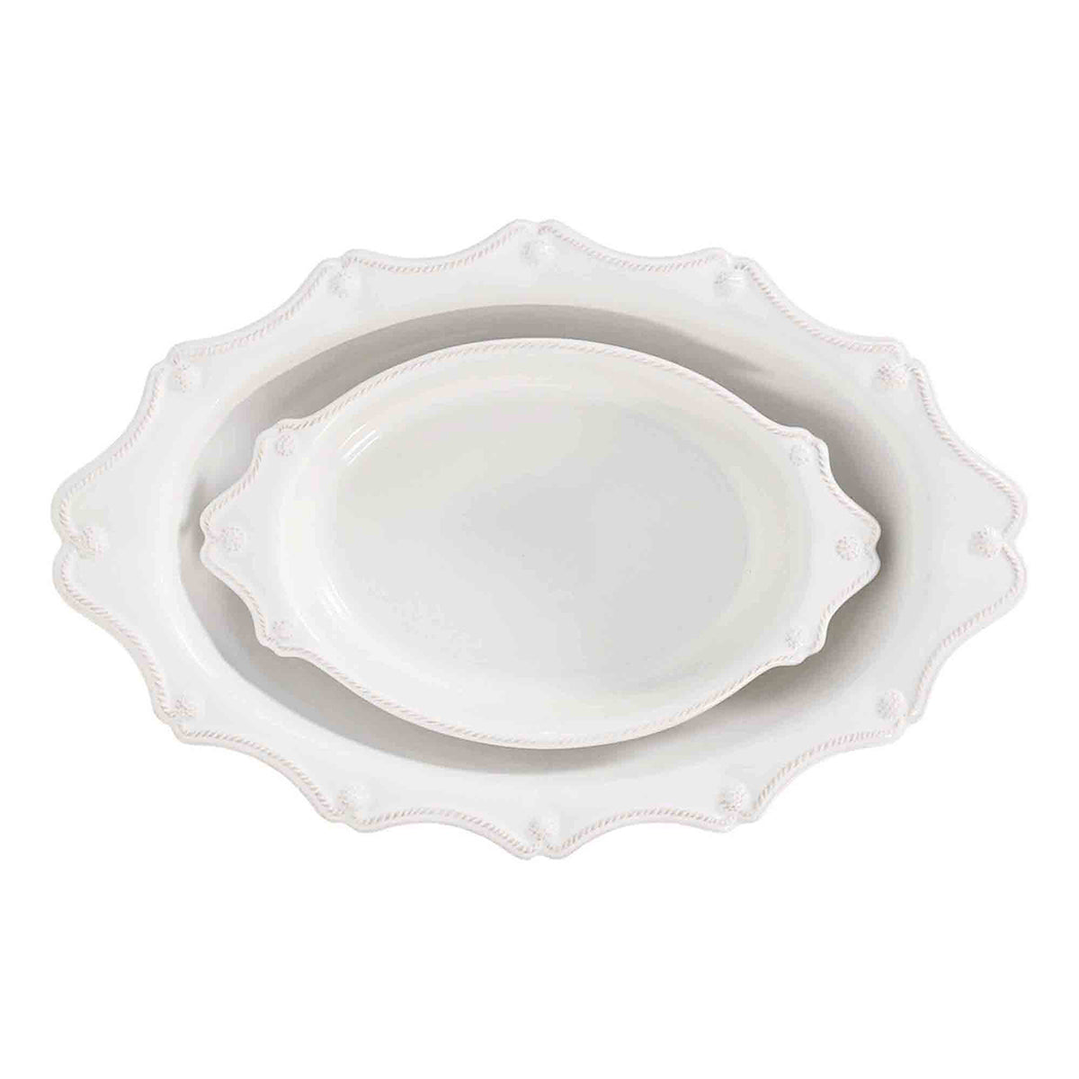 Berry & Thread Oval Baker Set/2pc - Whitewash, styled table setting view