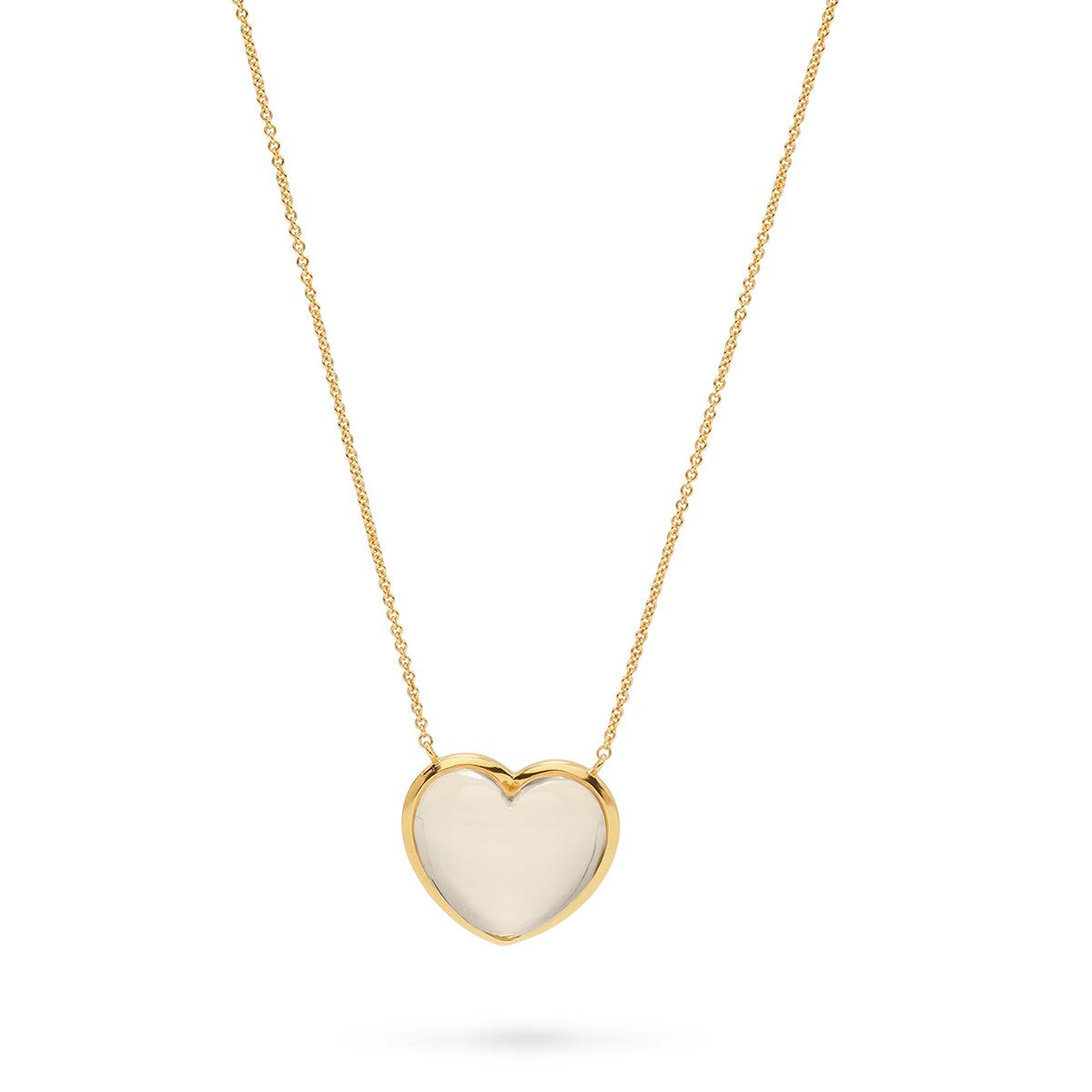 When it comes to life, love is (clearly) the answer! This enchanting necklace features a luminescent quartz heart enveloped by gleaming gold that rests beautifully along the collarbone. Romantic, sculptural, and sleek, it pairs perfectly with everything from the everyday t-shirt to your most whimsical garden party dress - and is undeniably lovely for layering amongst other necklaces. We adore gifting these to our chosen girl tribe (hello, matchy-matchy!), to keep each other close at heart and to spread love