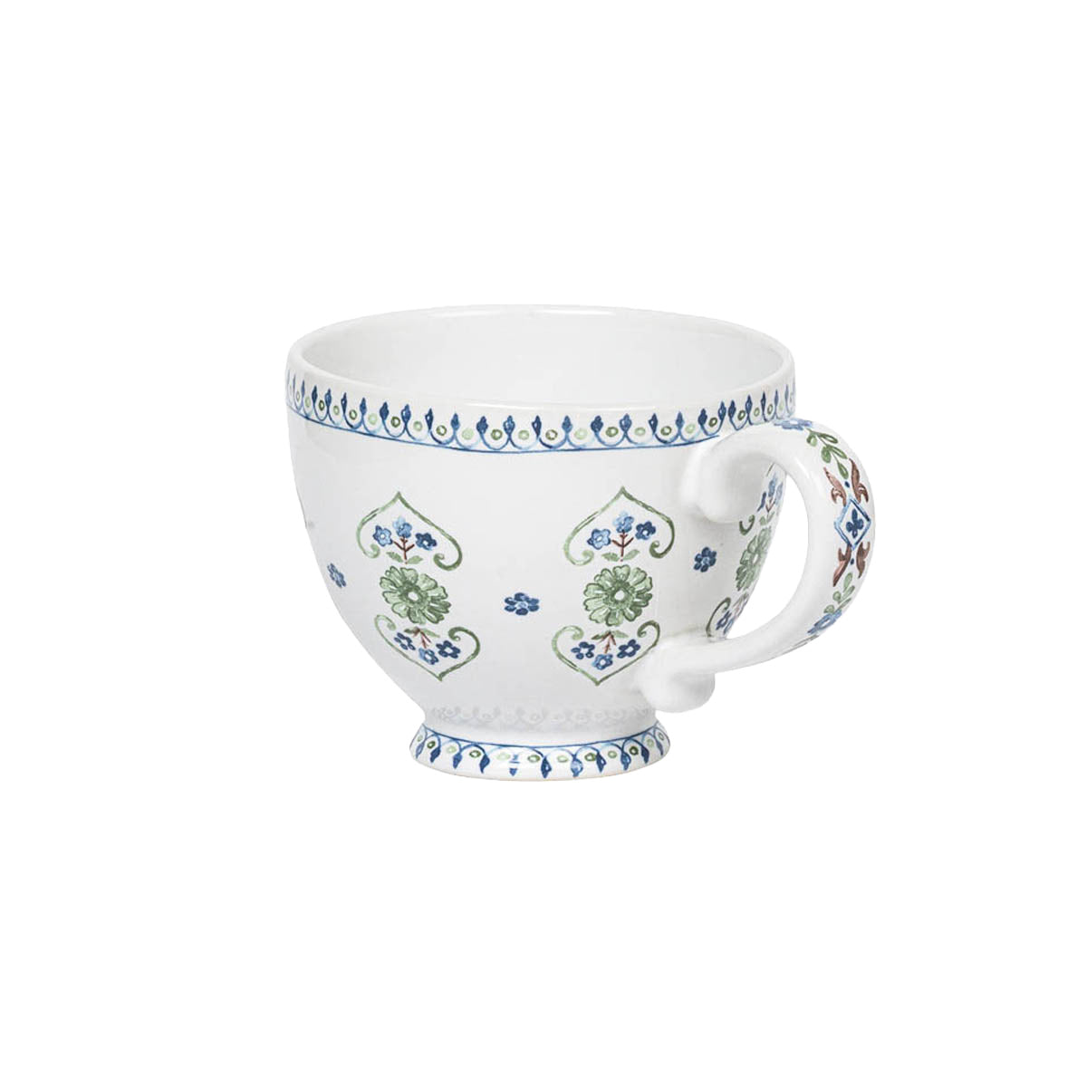 Villa Seville Breakfast Cup - Chambray, styled table setting view