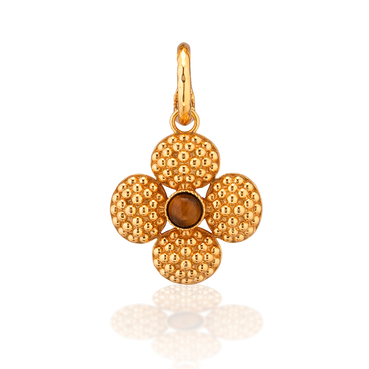 Berry Clover Double Sided Charm/Pendant - Tiger's Eye detail of back of pendant 