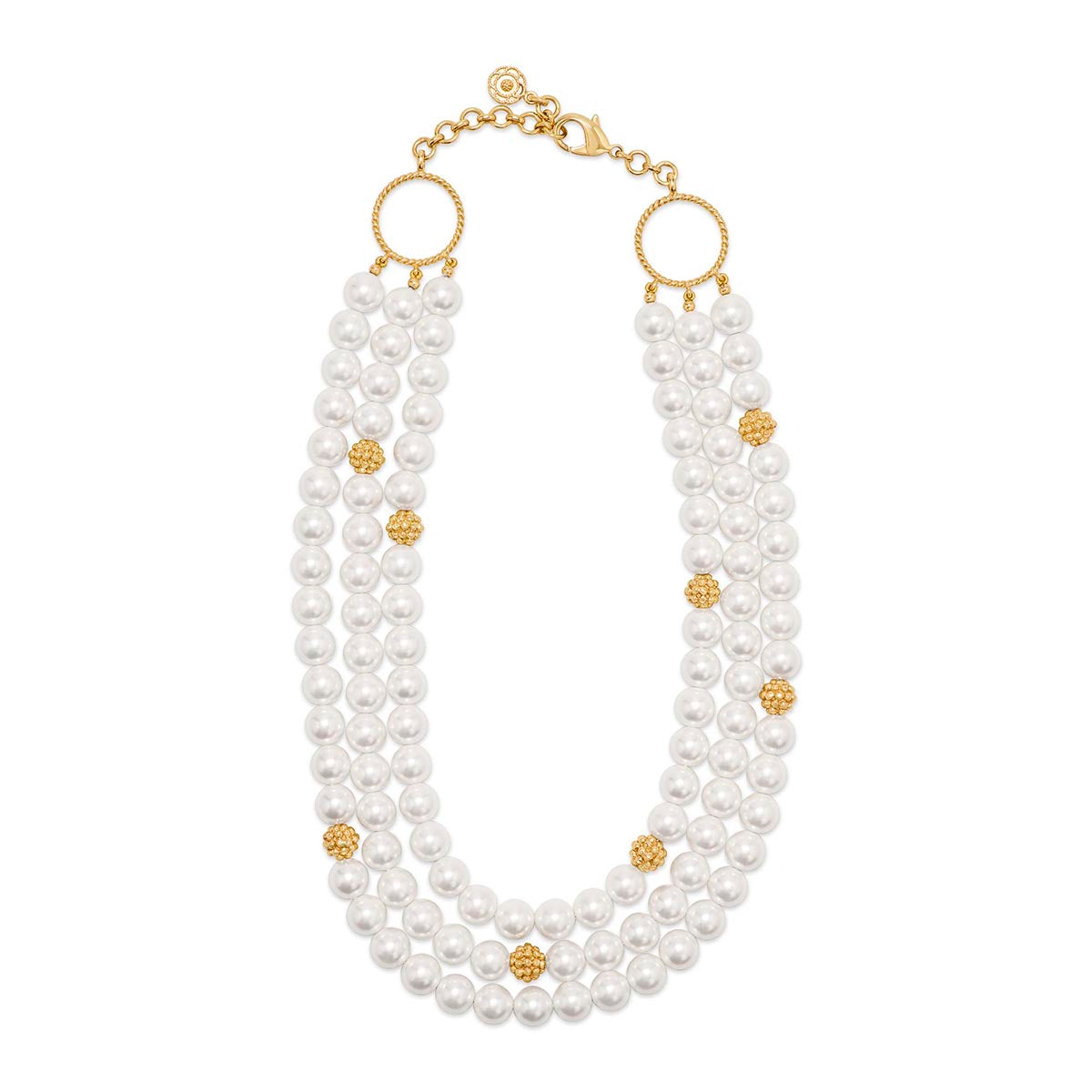 関税込☆VINTAGE HOLLYWOOD★Triple White Berry Pearl Necklace 7.5-8_WHITE_FW_TRIPLENK_ON-