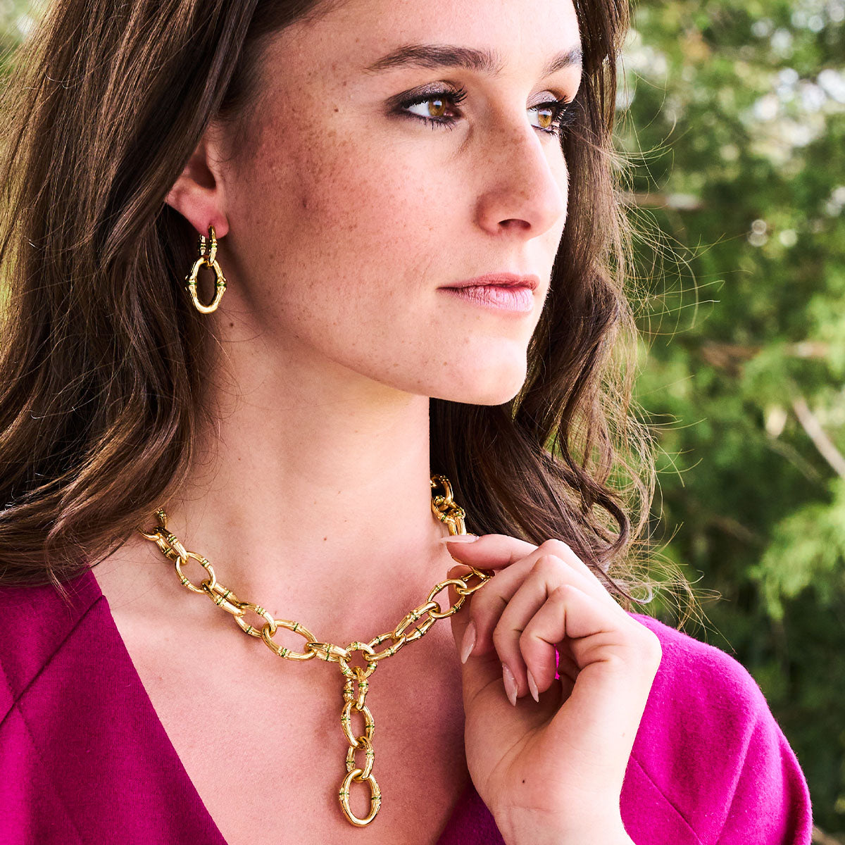 Bangkok Bamboo Link Necklace, 18