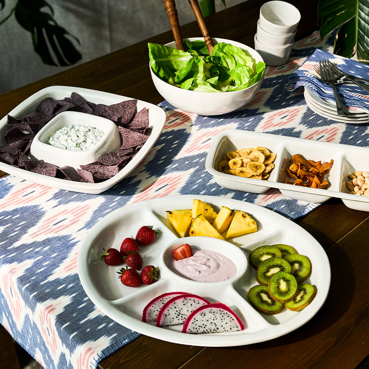 Puro 15" Crudite Platter - Whitewash, alternate angle