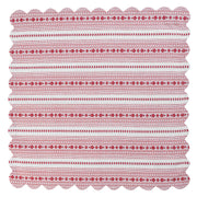 Villa Stripe 52in Square Tablecloth Red, laydown view