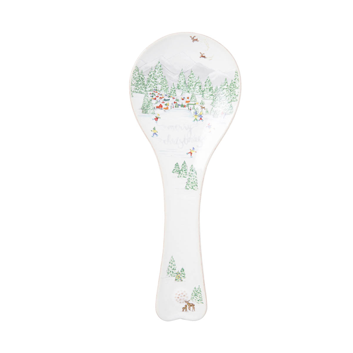 From swirling marshmallows into a mug of hot chocolate or tending to a bubbling pot, this delightful spoon rest will keep your countertops clean of drips and dribbles so you can use your time to tend to what's important. Featuring illustrations of our interpretation of the magical world of the North Pole, this piece will help you deck the halls - and your house - for the Holiday season.