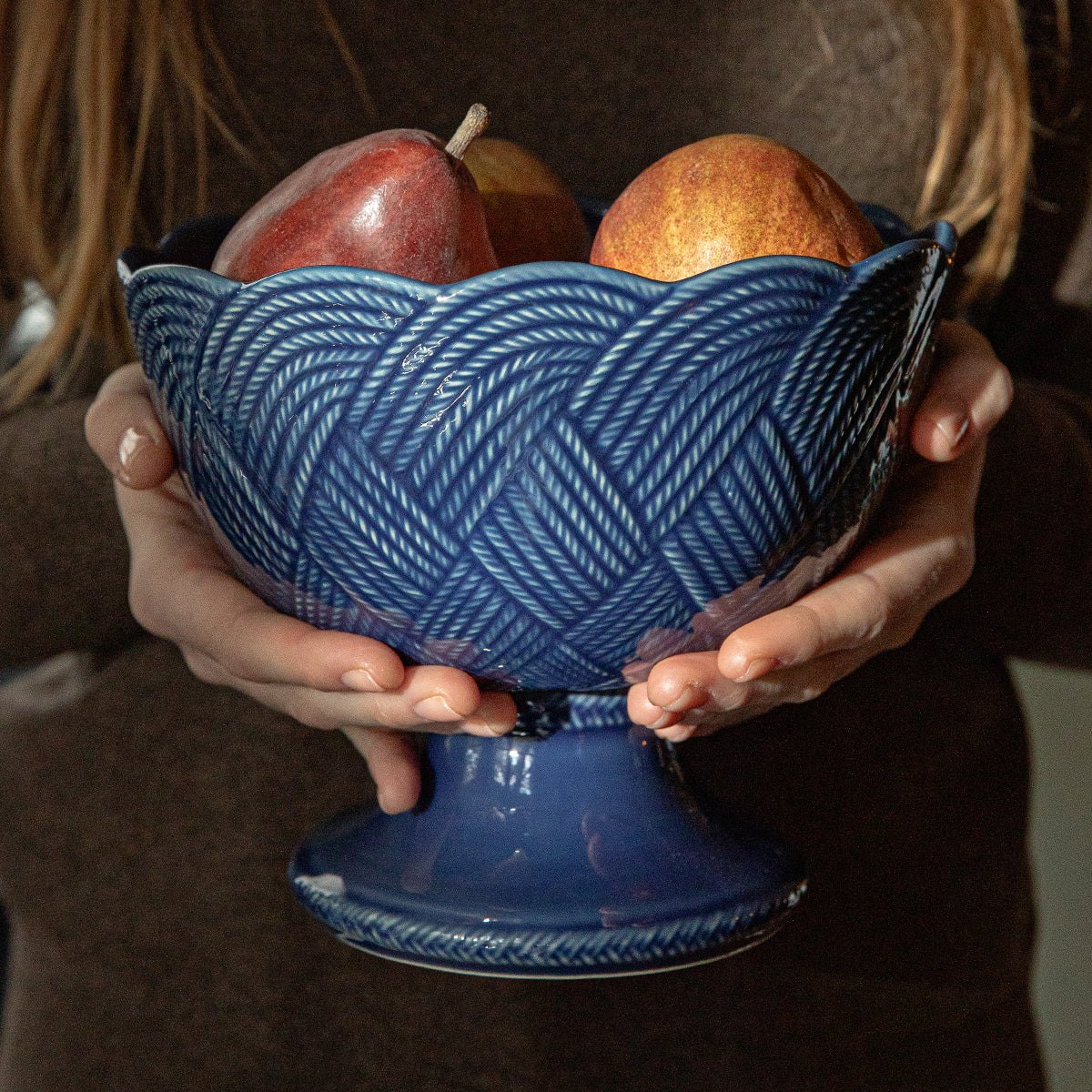 Le Panier Mystic Knot Footed Bowl - Denim - alternate angle
