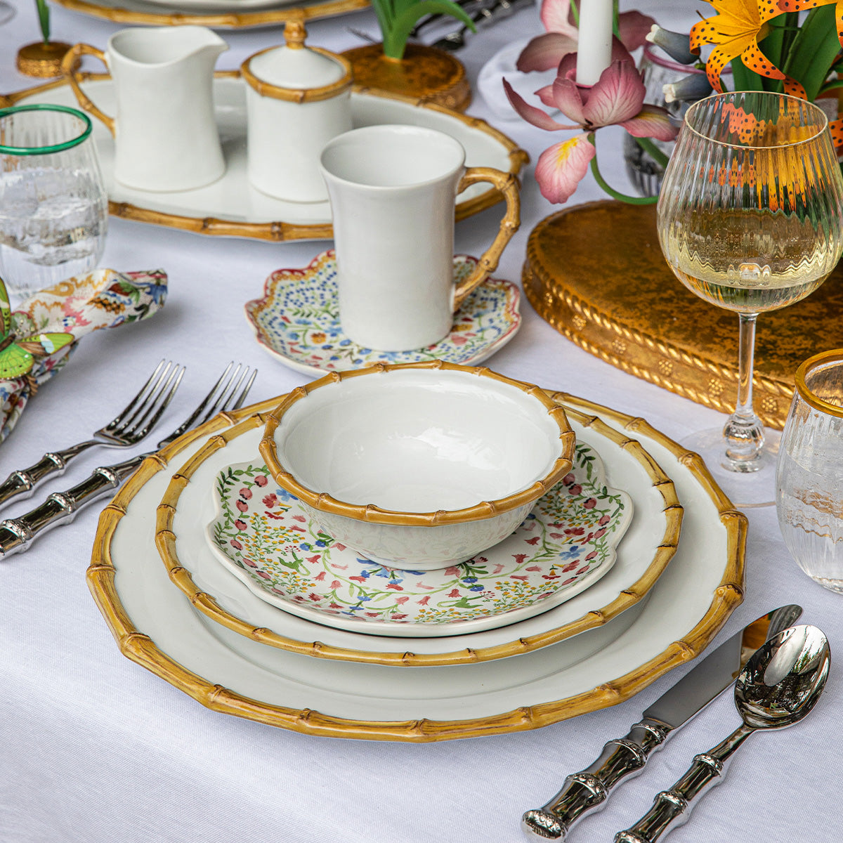 Bamboo 4pc Place Setting -Natural - styled table setting view