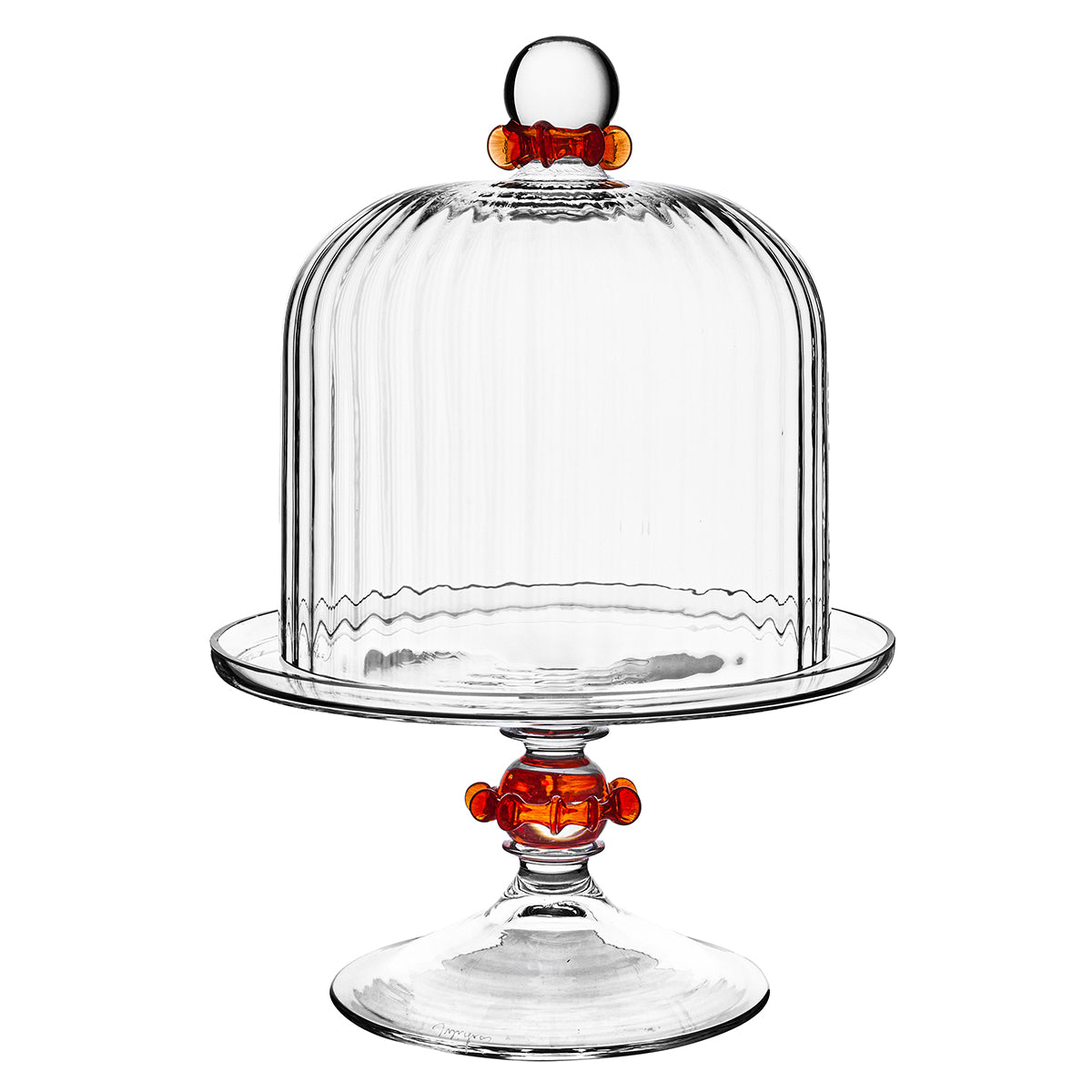 Nell Ruffle Petite Cake Dome & Stand Set - Ruby