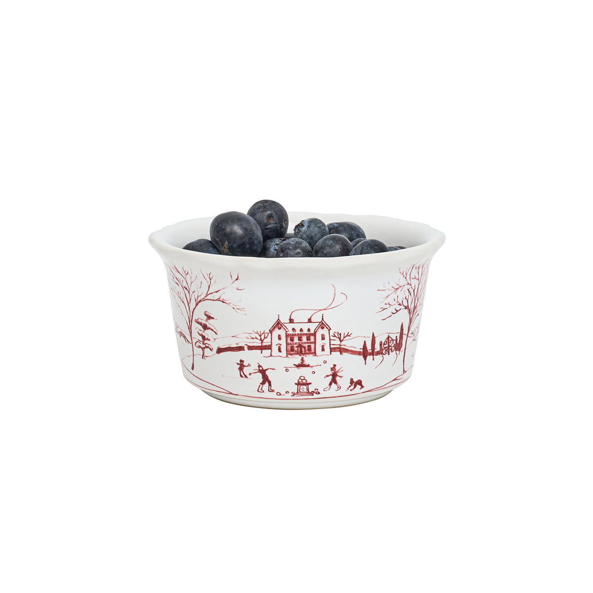 Country Estate Winter Frolic Ramekin - Ruby - styled table setting view