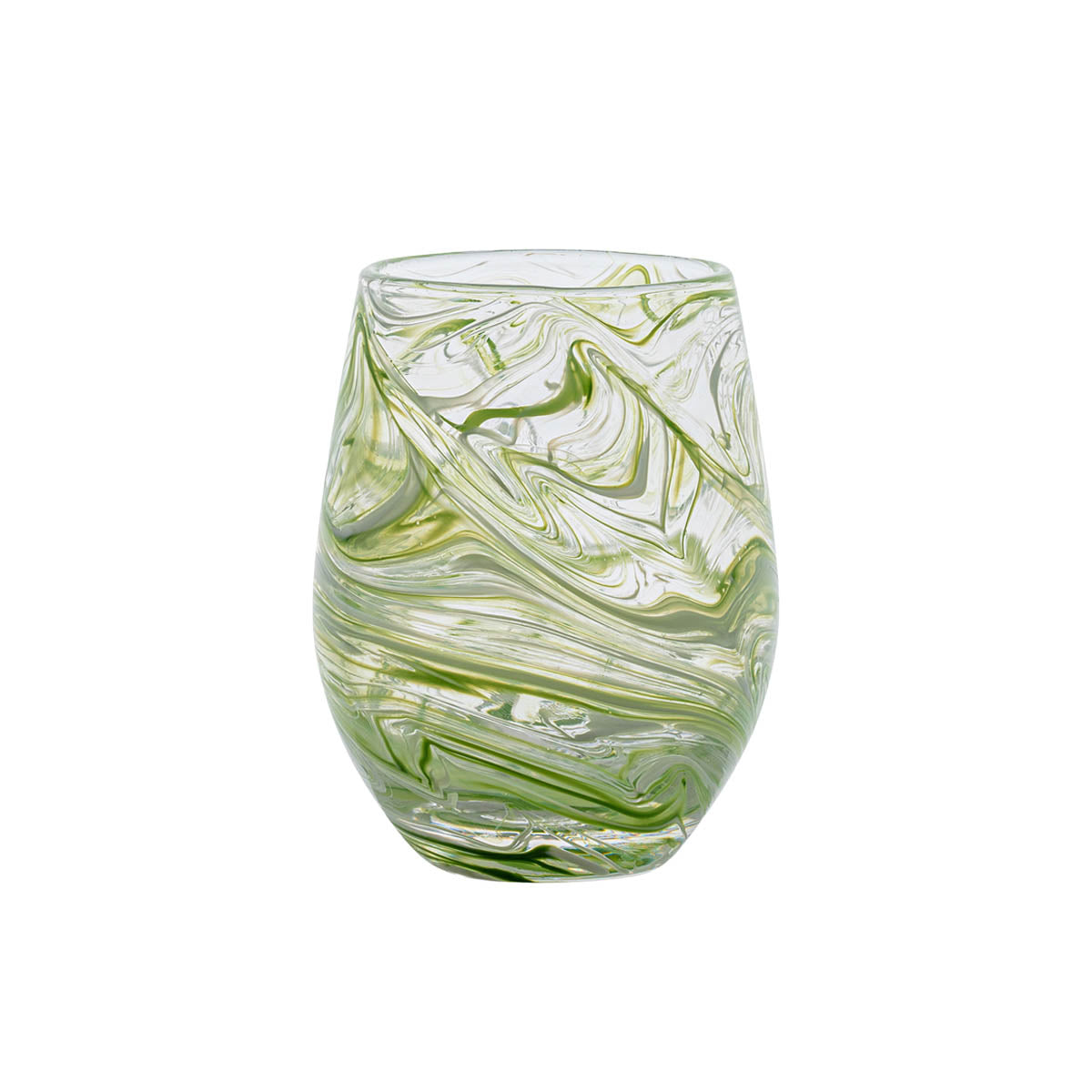 Like swirling water and the decorative pages of Florentine leather-bound books, this marbled wine glass adds an eclectic splash to your everyday table with its captivating motif in soft sea glass hues of white, blue, and green for a joyful pop of color. These chic vessels add a super stylish layer to cocktail hour and place settings - the abstract pattern mixes beautifully with everything.