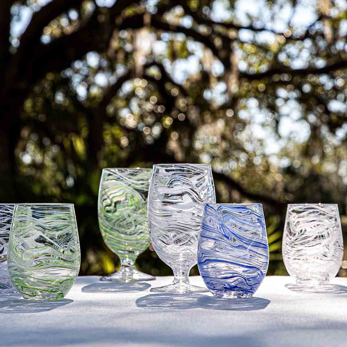 Puro Marbled Stemless Wine Glass - Blue – Juliska