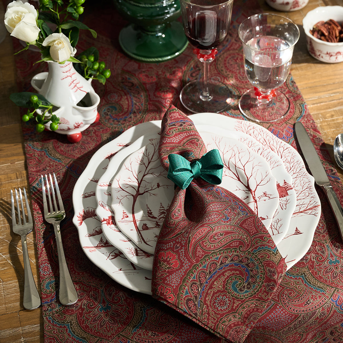 Country Estate Winter Frolic Charger/Platter - Ruby - detail view
