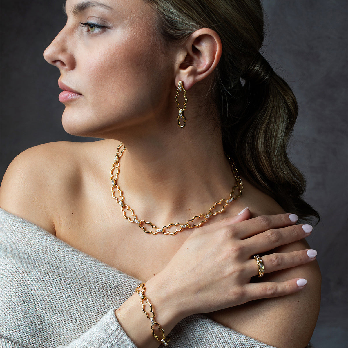 Maharani Hammered Ring - Clear Cubic Zirconia lifestyle 