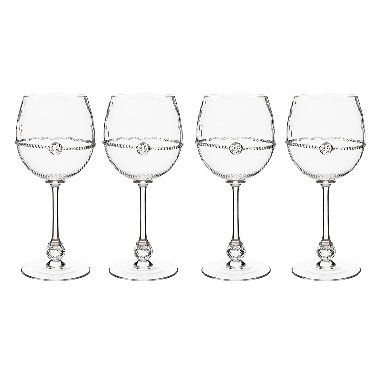 Statuesque and stately, this set of four white wine glasses bring instant Bohemian beauty - and a splash of drama - to any table they grace. Bedecked with a simple glass thread and a single berry, this goblet is as understated as it is glamorous. Perfect for connoisseurs, newlyweds, entertaining enthusiasts, and bon vivants alike. Beautifully packaged in our signature Juliska gift box (psst…a set of four makes a dinner, a set of eight makes a party)