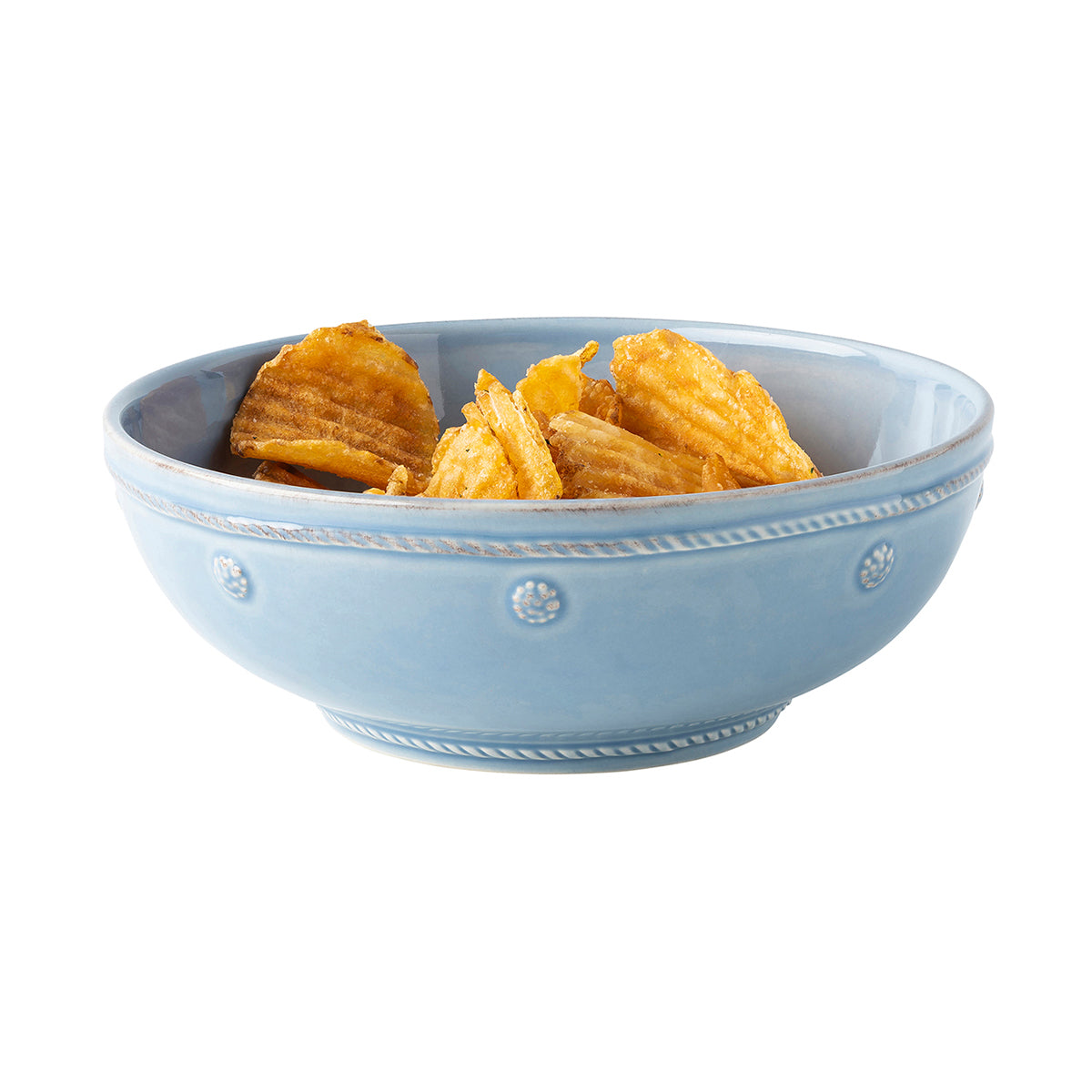 Berry & Thread coupe glass in chambray blue by Juliska, styled table setting view