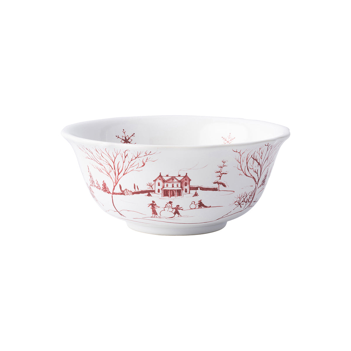 From our Country Estate Collection - Playful woodland animals and cheerful skaters beckon you into our dreamy winter landscape. Adorned with our rich Ruby scenes.