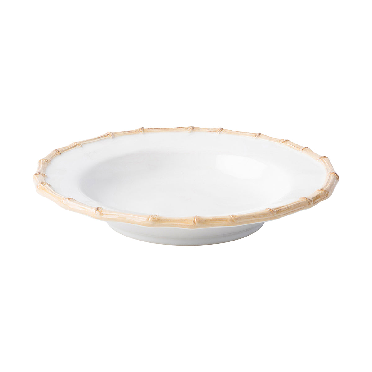 From our Bamboo Collection- Spoon in pastas and stews in abundant potions that are perfectly served in this worldly bamboo trimmed bowl.