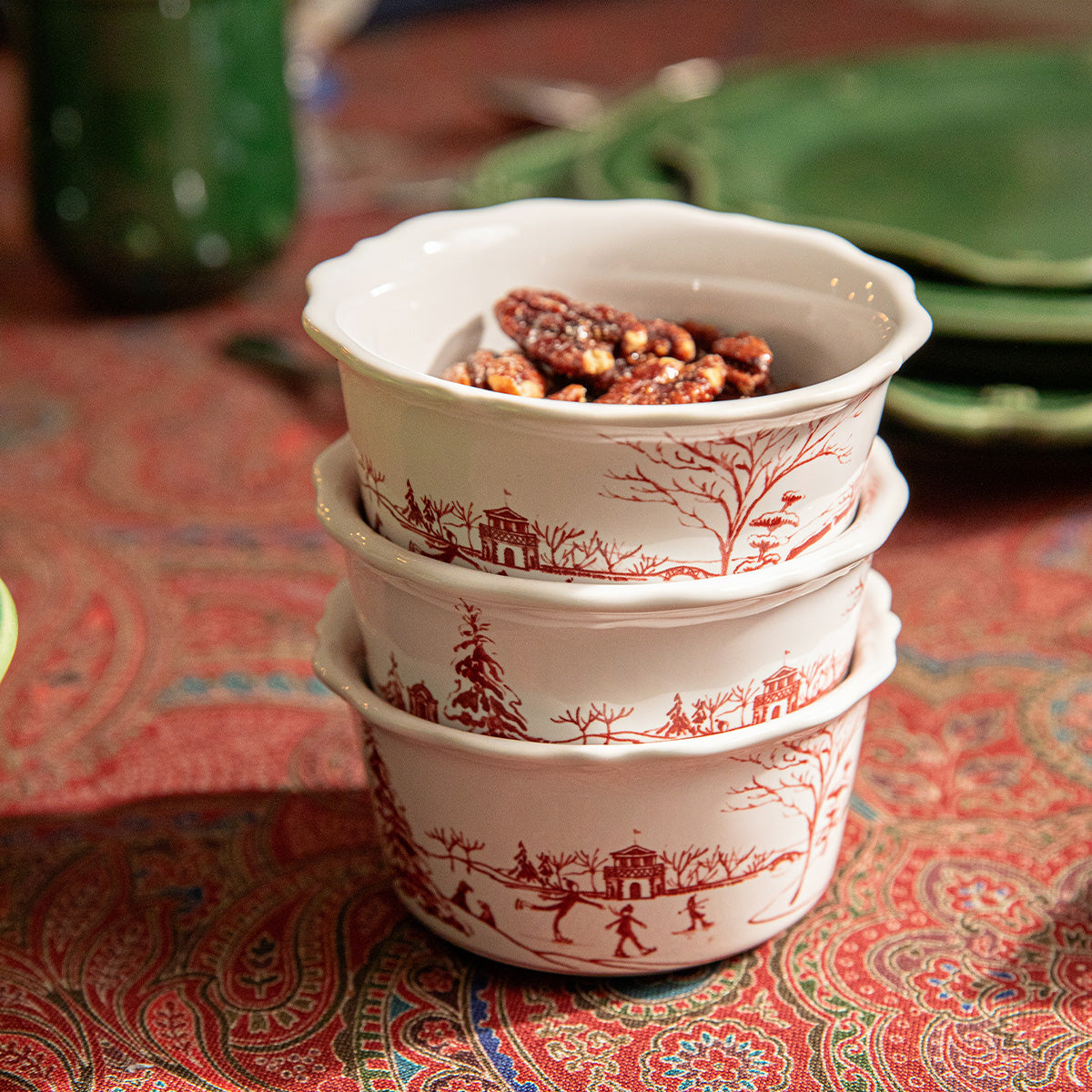 Country Estate Winter Frolic Ramekin - Ruby - scale reference view