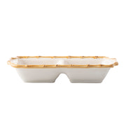 For everything from garden parties to sunset cocktails, this double serving dish is rimmed in our beguiling bamboo motif that strikes just the right balance of casual an exotic.