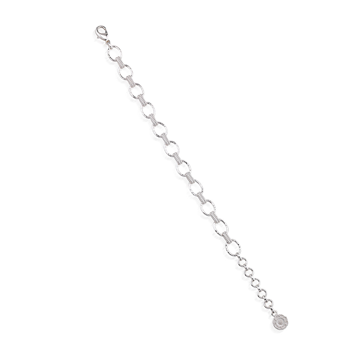 Cleopatra Small Link Bracelet, 7"+1.5" - Silver Detail