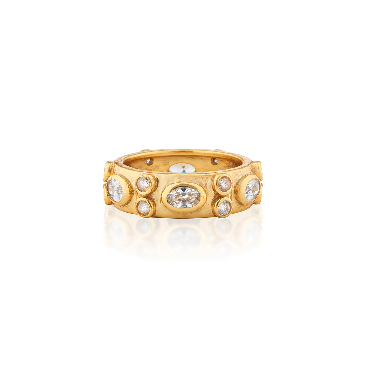 Maharani Hammered Ring - Clear Cubic Zirconia