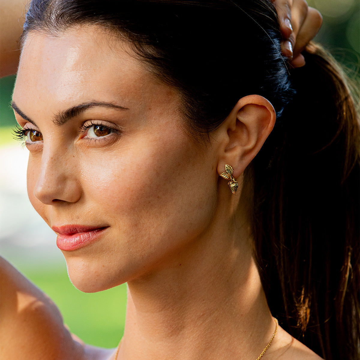 Meadow Walk Drop Earrings Gold, alternate angle