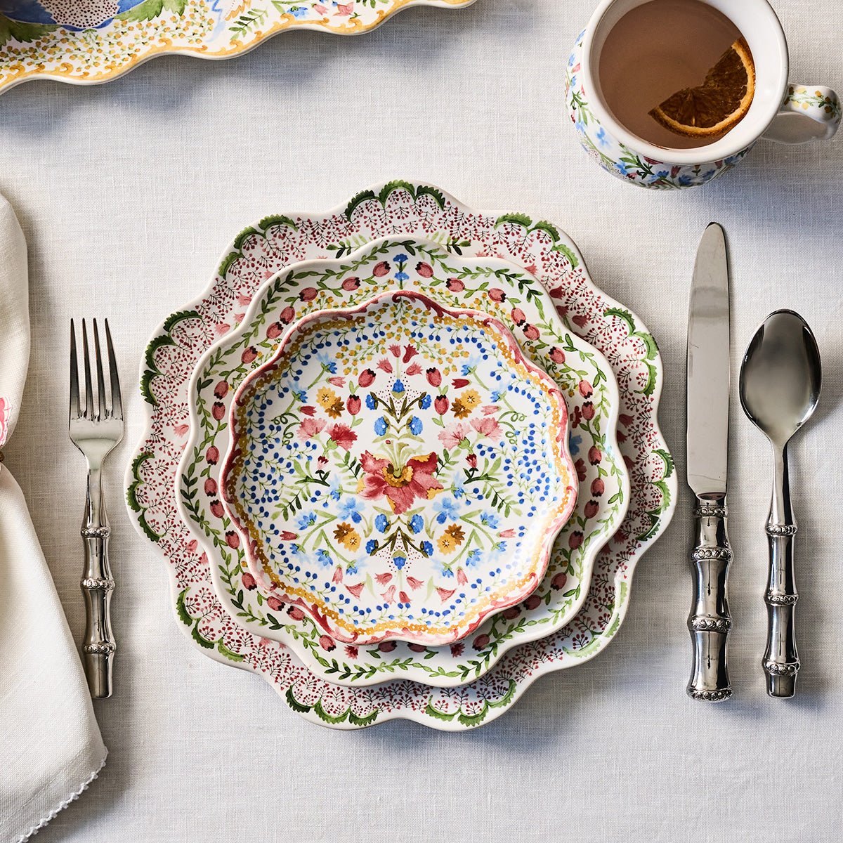 【新品未使用】Juliska ジュリスカ　お皿 プレート Sofia Side/Cocktail Plate Set/4 - Multi – Juliska