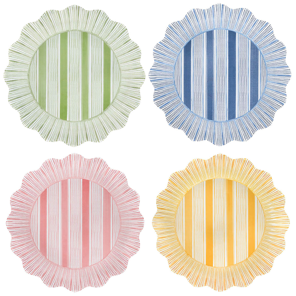 Cabana Stripe Melamine Dinner Plate Assorted Set/4 - Multi - Multi