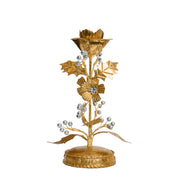 Forest Walk Holly 9" Candlestick - Gold/Silver