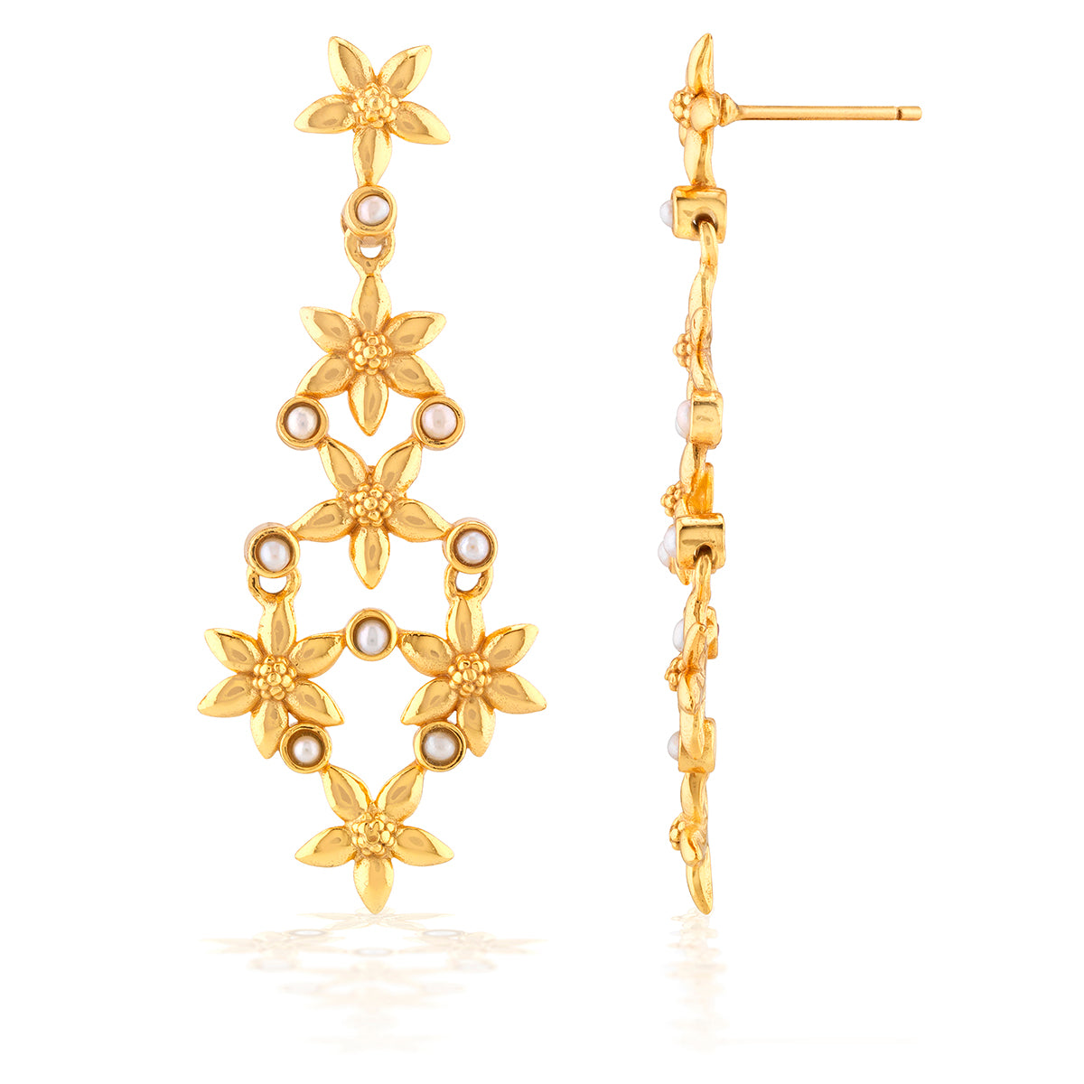 Jasmine Drop Earrings Pearl White, detail view