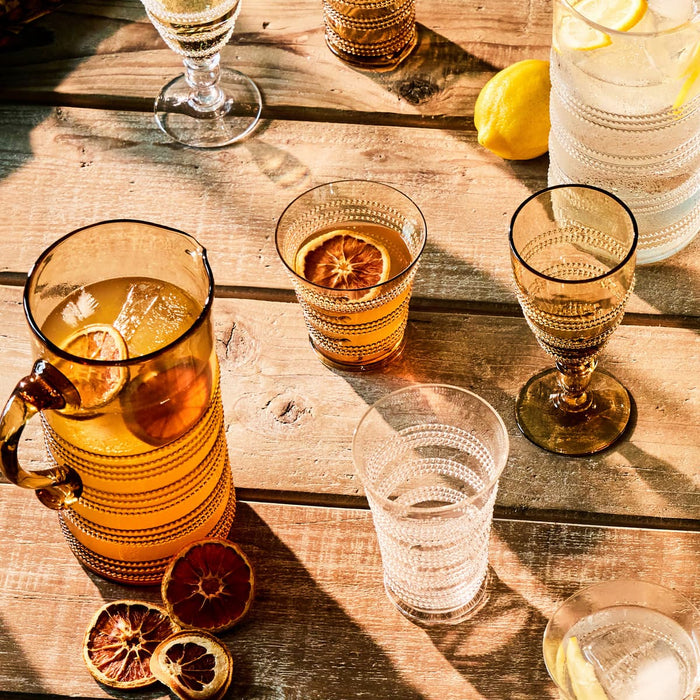 Amber and clear Ella glassware