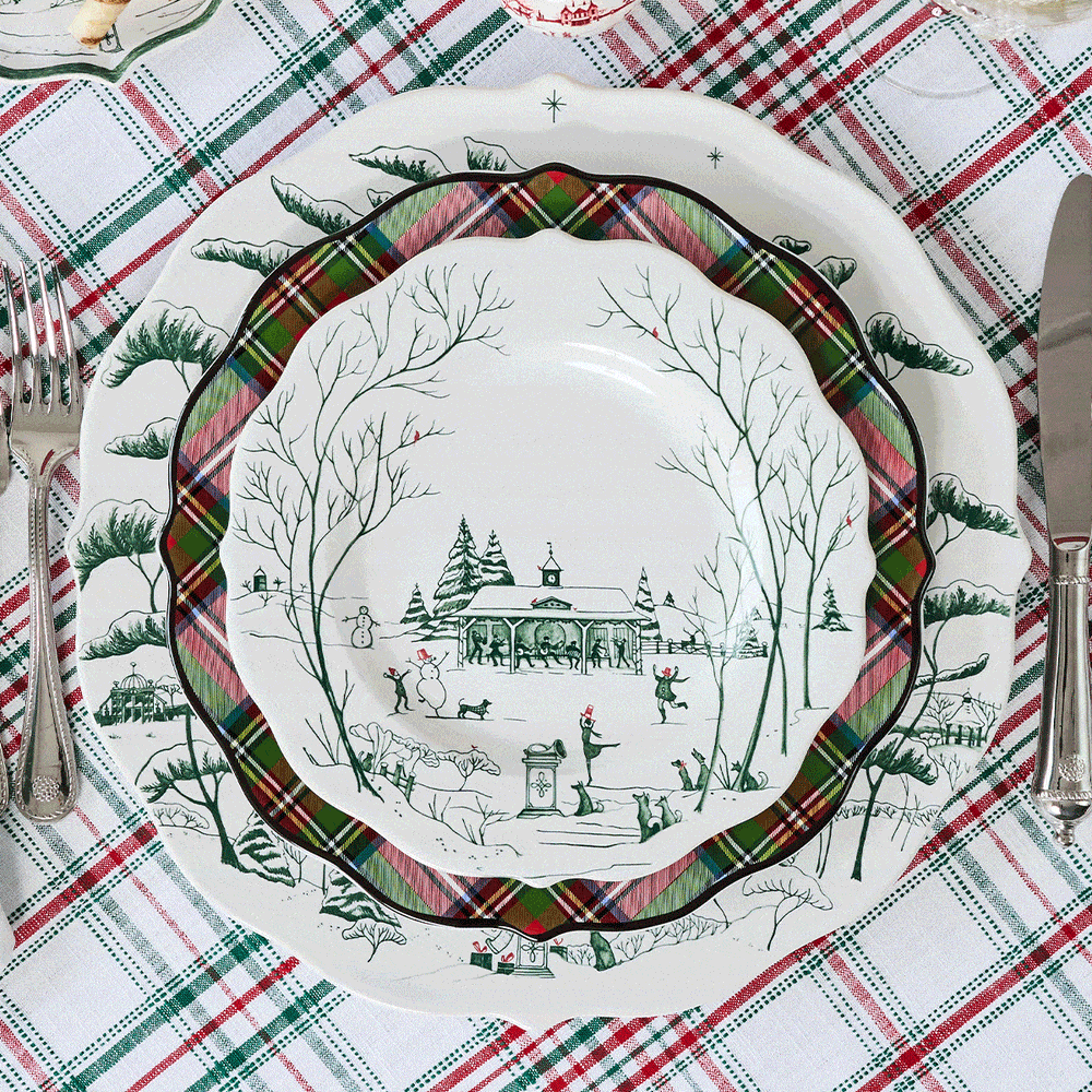 Moveable gif featuring the country estate winter evergreen collection with different plates