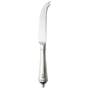 Silver butter knife with decorative handle on a white background