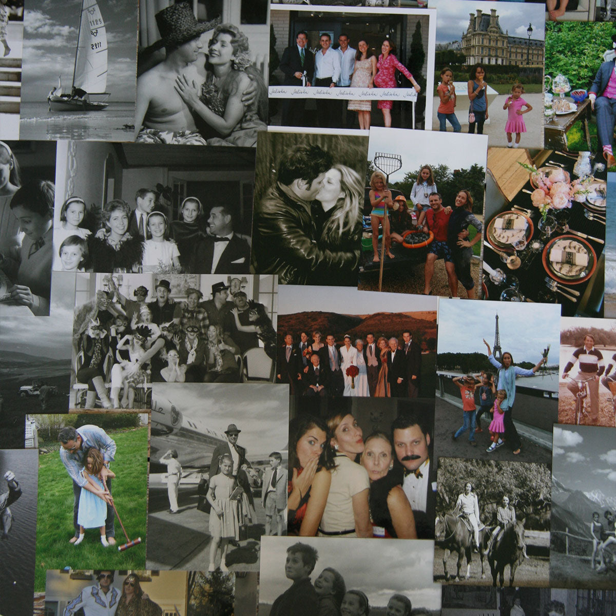 A collage of family photos in black and white and color.