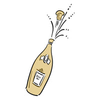 Hand drawn illustration of campaign bottle popping.