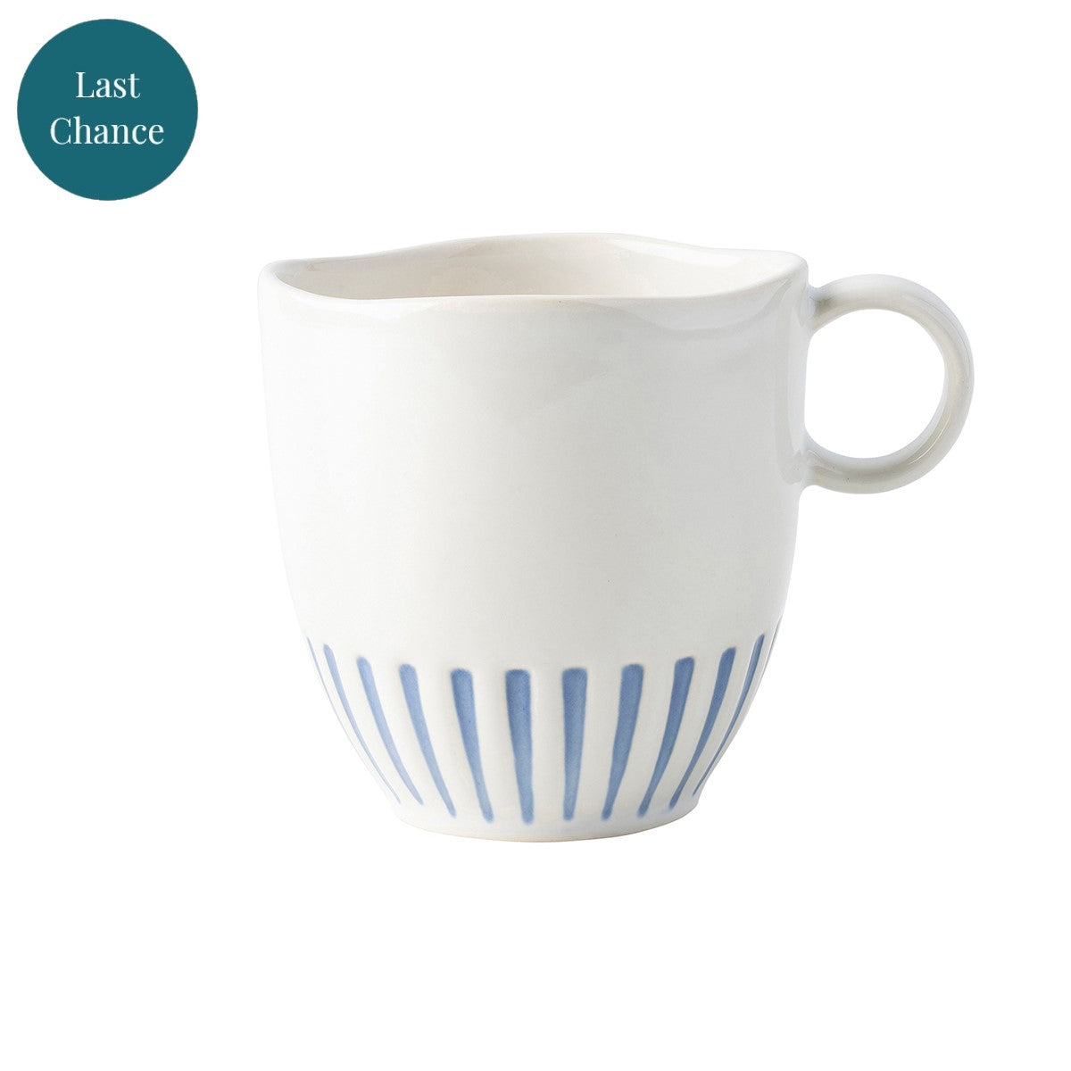 Equally stunning and simplistic, radiant stripes in breezy shades of blue adorn this dinnerware collection. This mug adds a bit of exoticism to your morning routine.