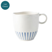 Equally stunning and simplistic, radiant stripes in breezy shades of blue adorn this dinnerware collection. This mug adds a bit of exoticism to your morning routine.