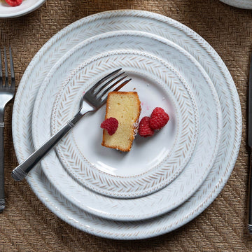 Le Panier dinnerware has a rich French basket weave motif that is both chic and classic.
