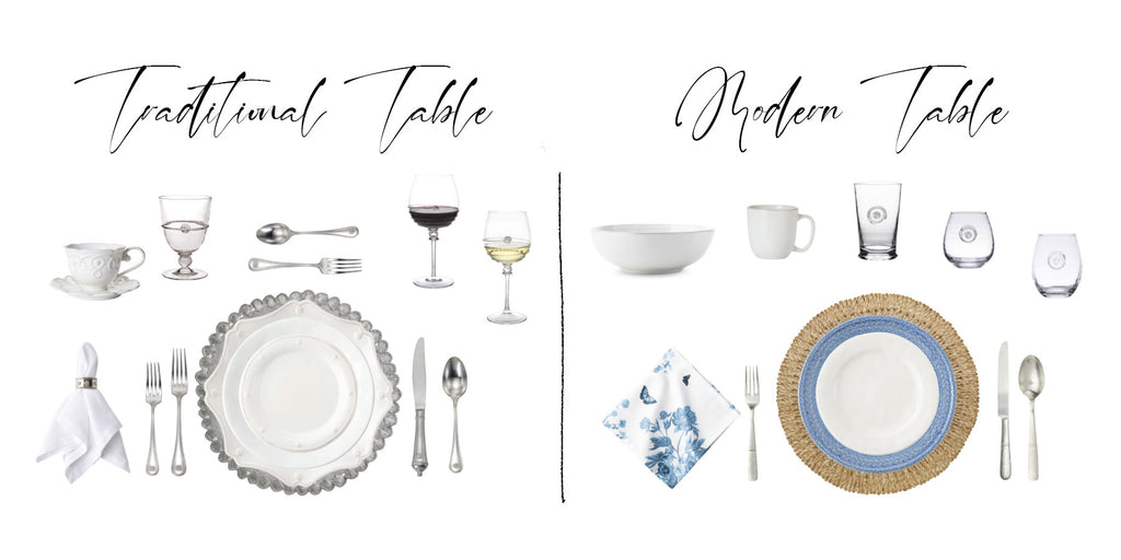 Traditional vs. Modern table setting