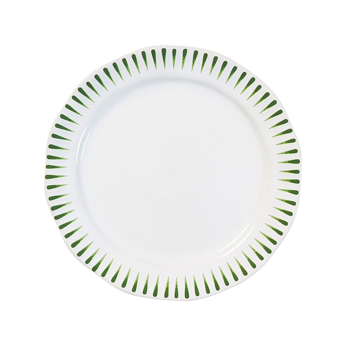 Rimmed with radiant stripes symbolizing the endless paths of awaiting journeys, this versatile plate in verdant Basil green is up for every culinary adventure, from morning to night. Its eye-catching motif is perfect for layering with other settings for an added flourish, while the simultaneously lush and fresh hue highlights salads and sweets to perfection.