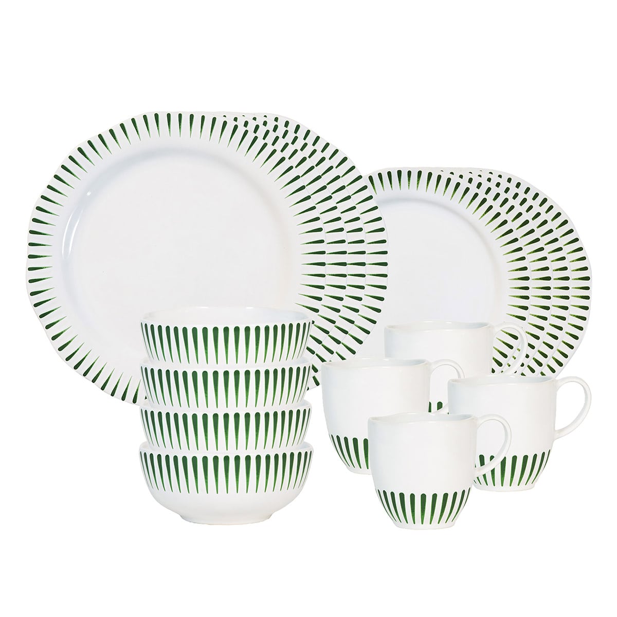 Inspired by the idyllic town of Sitio, Portugal, comes a fresh and relaxed pattern that puts an artistic exclamation point on everything within its frame of radiating stripes in verdant Basil green. 