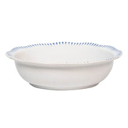 This fresh serving bowl radiates classic beauty with its subtly scalloped rim that is clad in Delft blue stripes to put an exclamation point on whatever it contains, from vibrant salads to fresh peach cobbler.